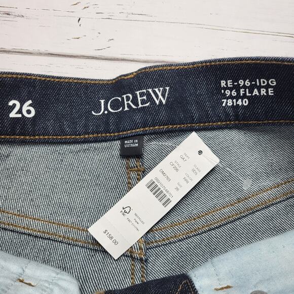 J.Crew High Rise '96 Flare Jeans Exposed Button Fly Dark Resin Rinse Wash 26 - Picture 9 of 10